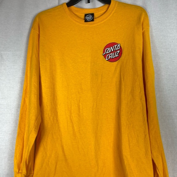Santa Cruz T Shirt Men's Yellow Long Sleeve Double Sided Skater Surfer Medium - Picture 1 of 6